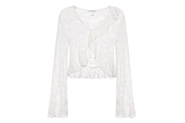 Blusa Feminina Manga Longa Em Renda - Off White
