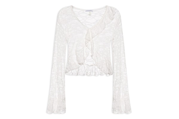 Blusa Feminina Manga Longa Em Renda - Off White