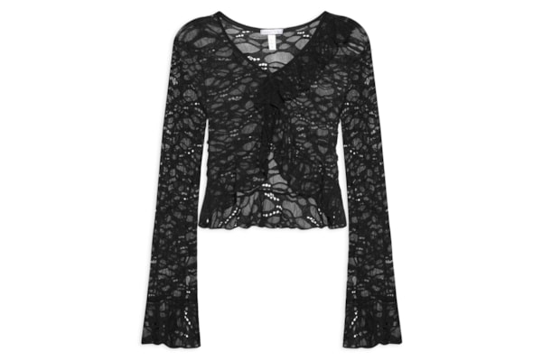Blusa Feminina Manga Longa Em Renda - Preto