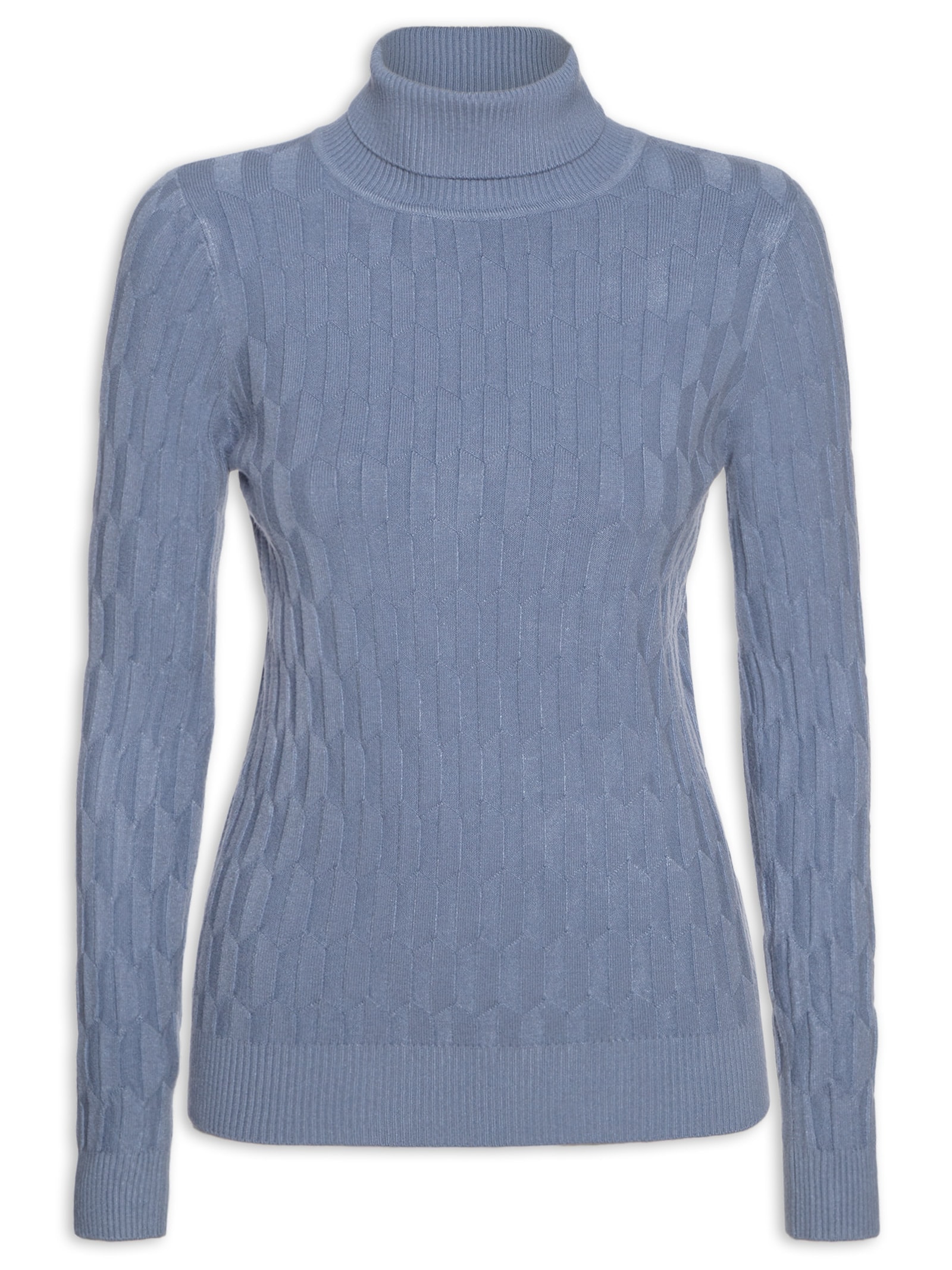 Blusa Feminina Manga Longa Em Tricot Azul Market 33