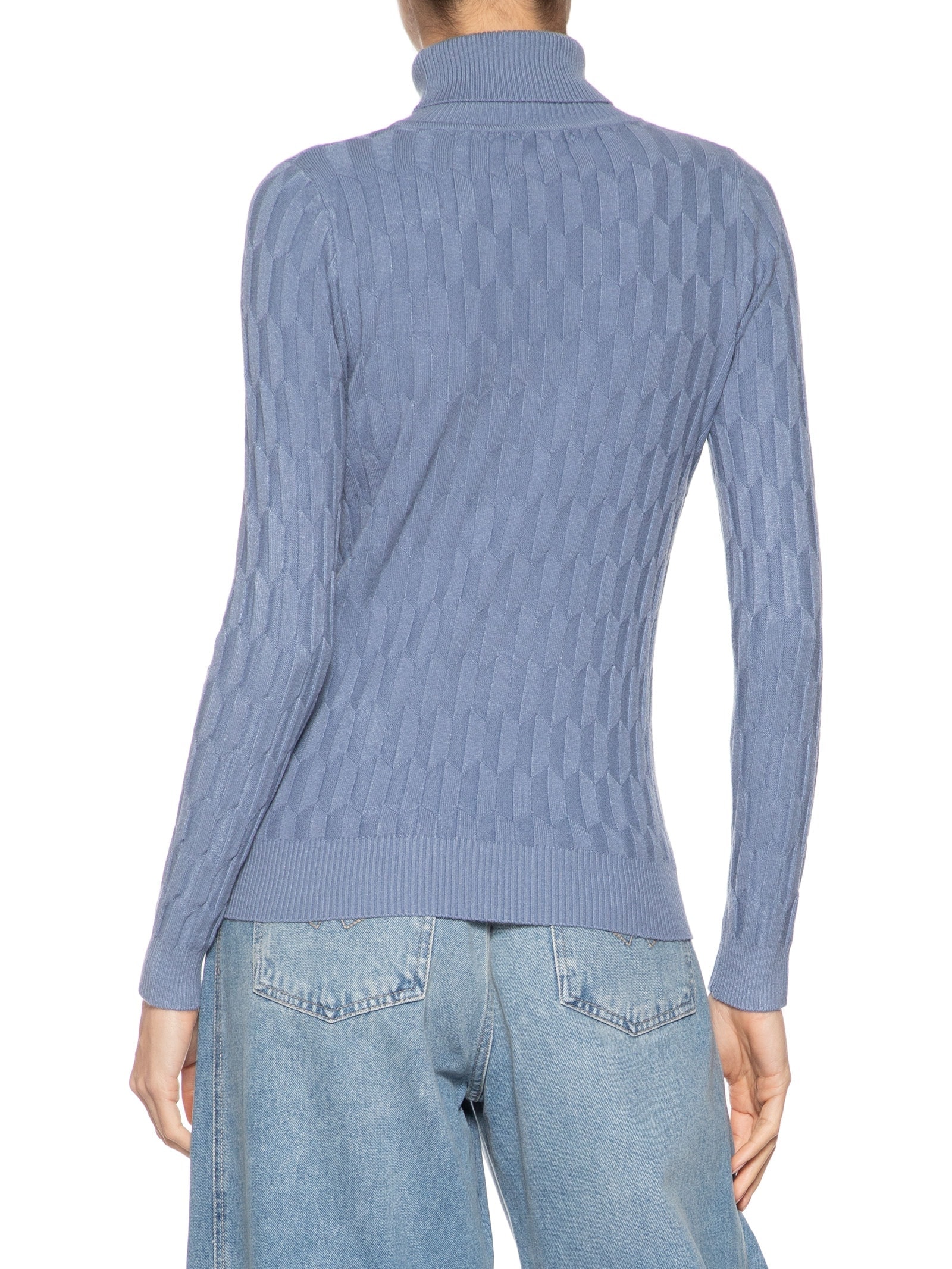 Blusa Feminina Manga Longa Em Tricot Azul Market 33
