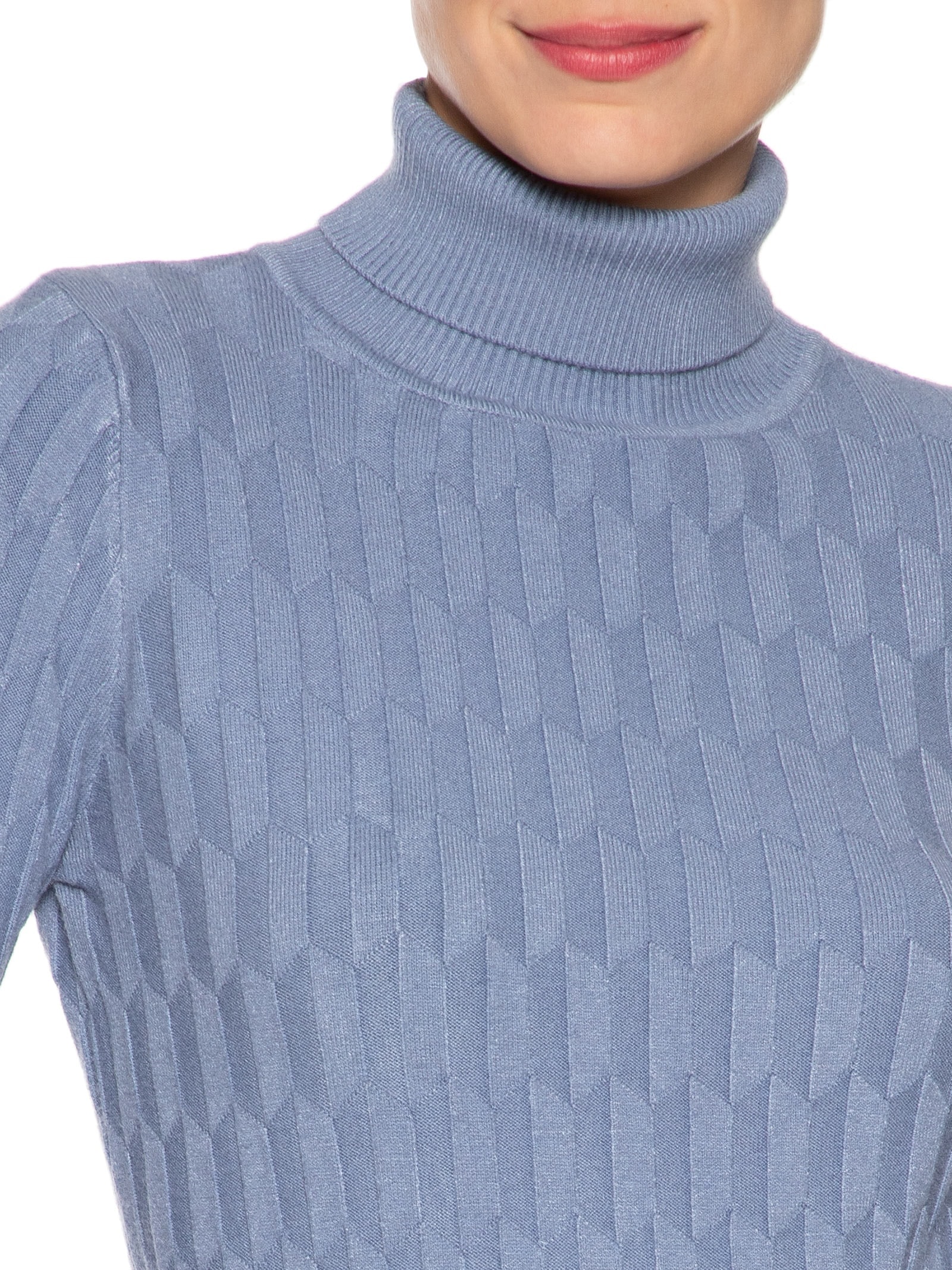 Blusa Feminina Manga Longa Em Tricot Azul Market 33