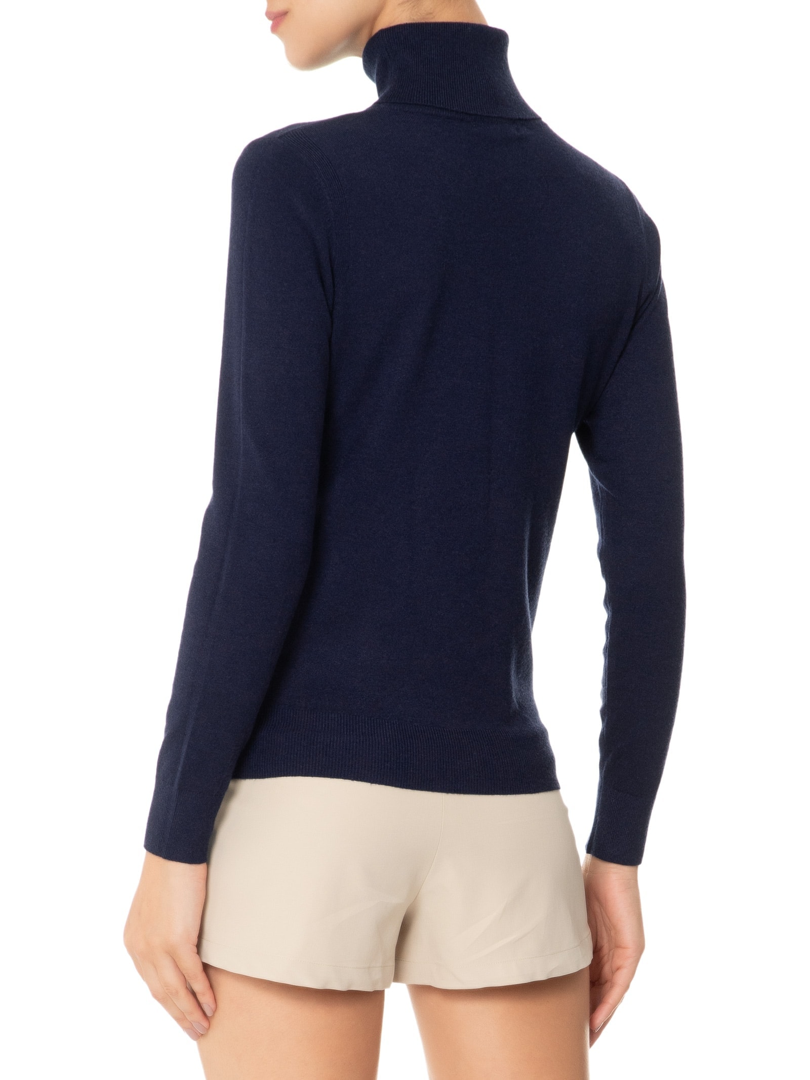 Blusa Feminina Manga Longa Em Tricot Azul Market 33