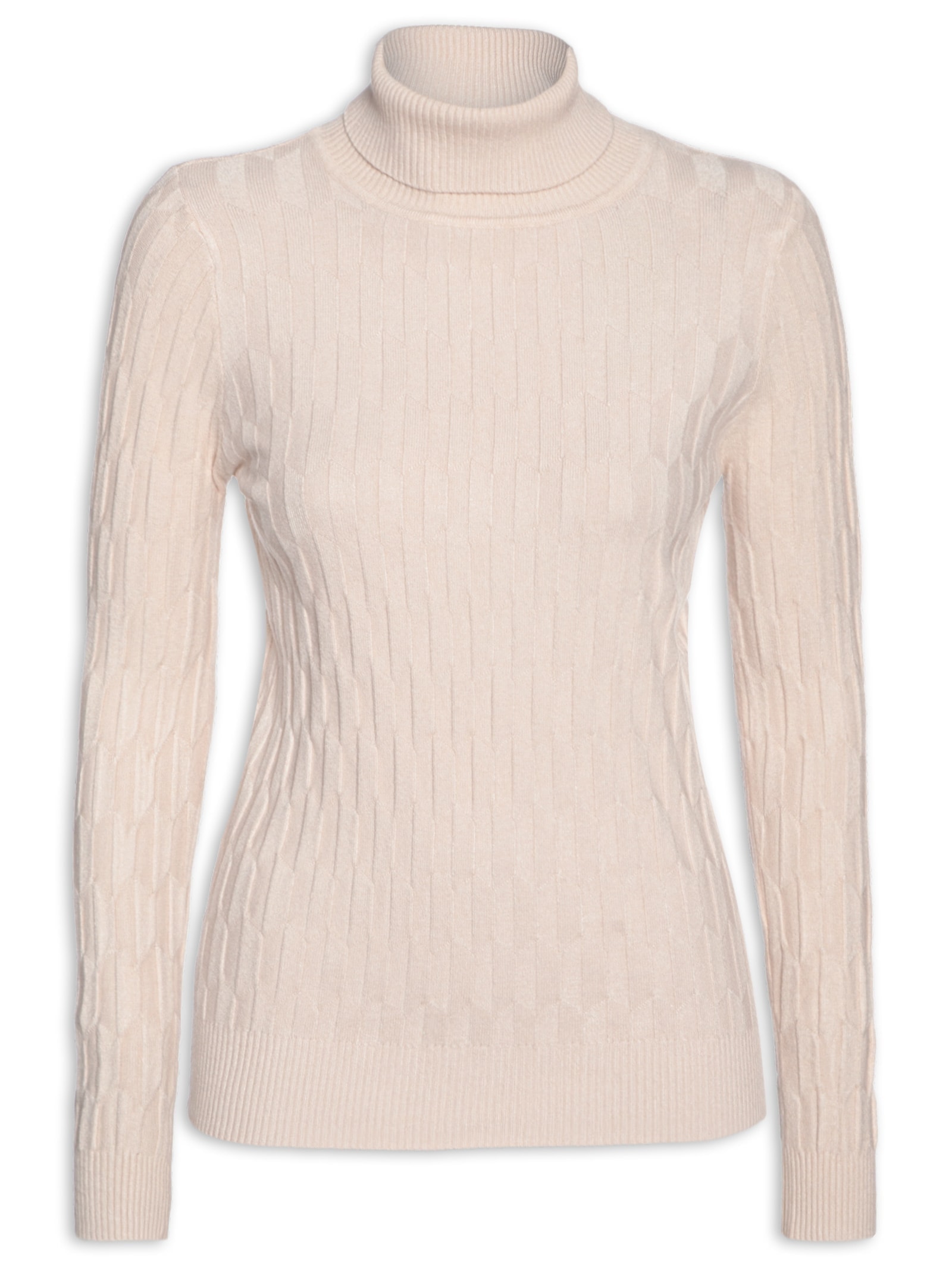 Blusa Feminina Manga Longa Em Tricot Bege Market 33