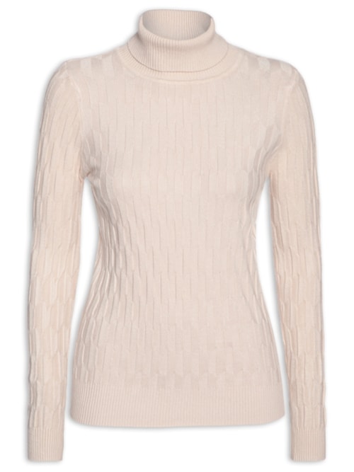 Blusa Feminina Manga Longa Em Tricot – Bege