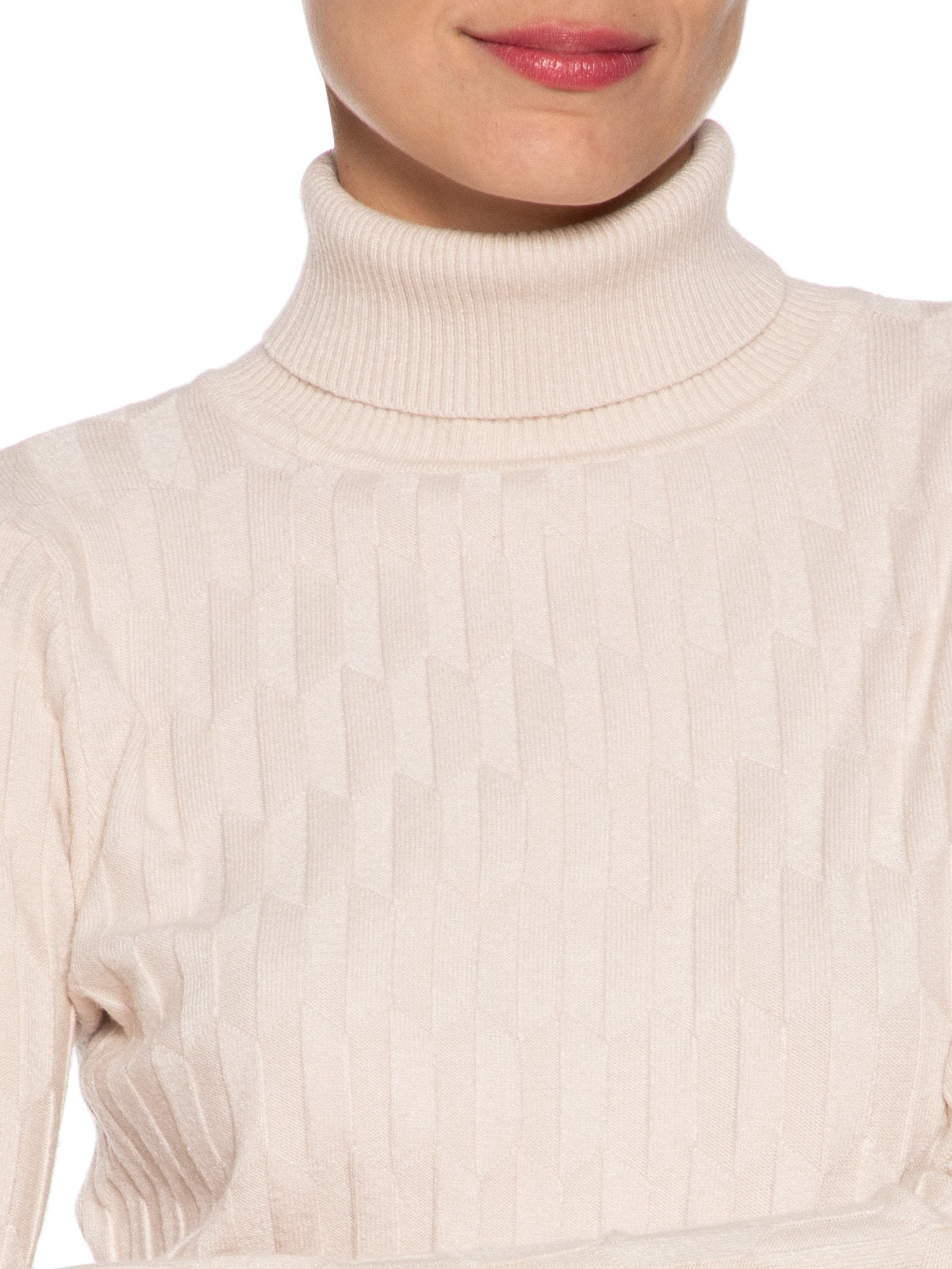 Blusa Feminina Manga Longa Em Tricot Bege Market 33