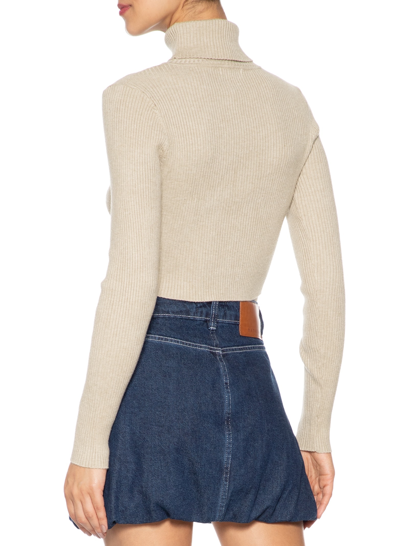 Blusa Feminina Manga Longa em Tricot Bege Market 33