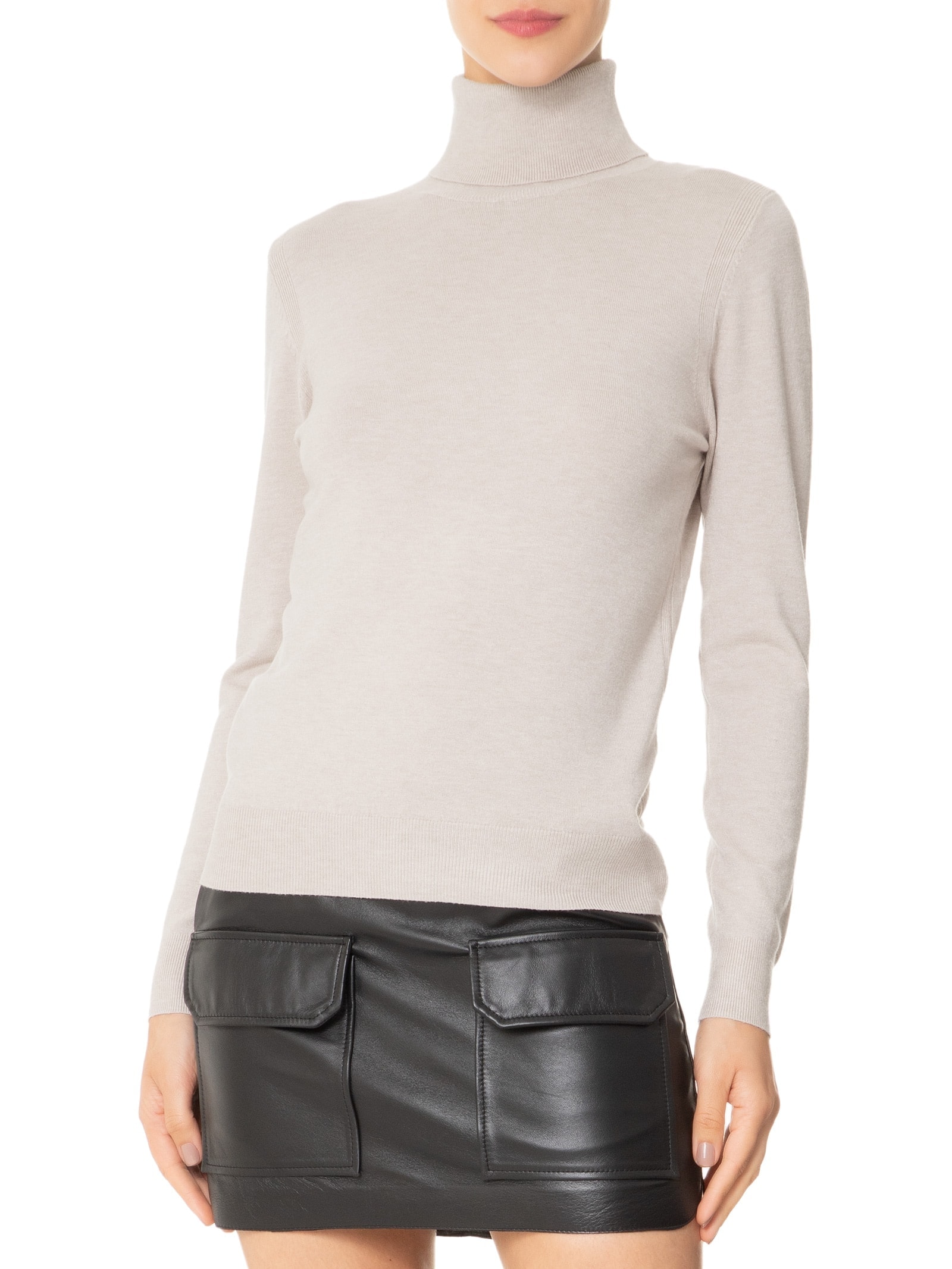 Blusa Feminina Manga Longa Em Tricot Bege Market 33