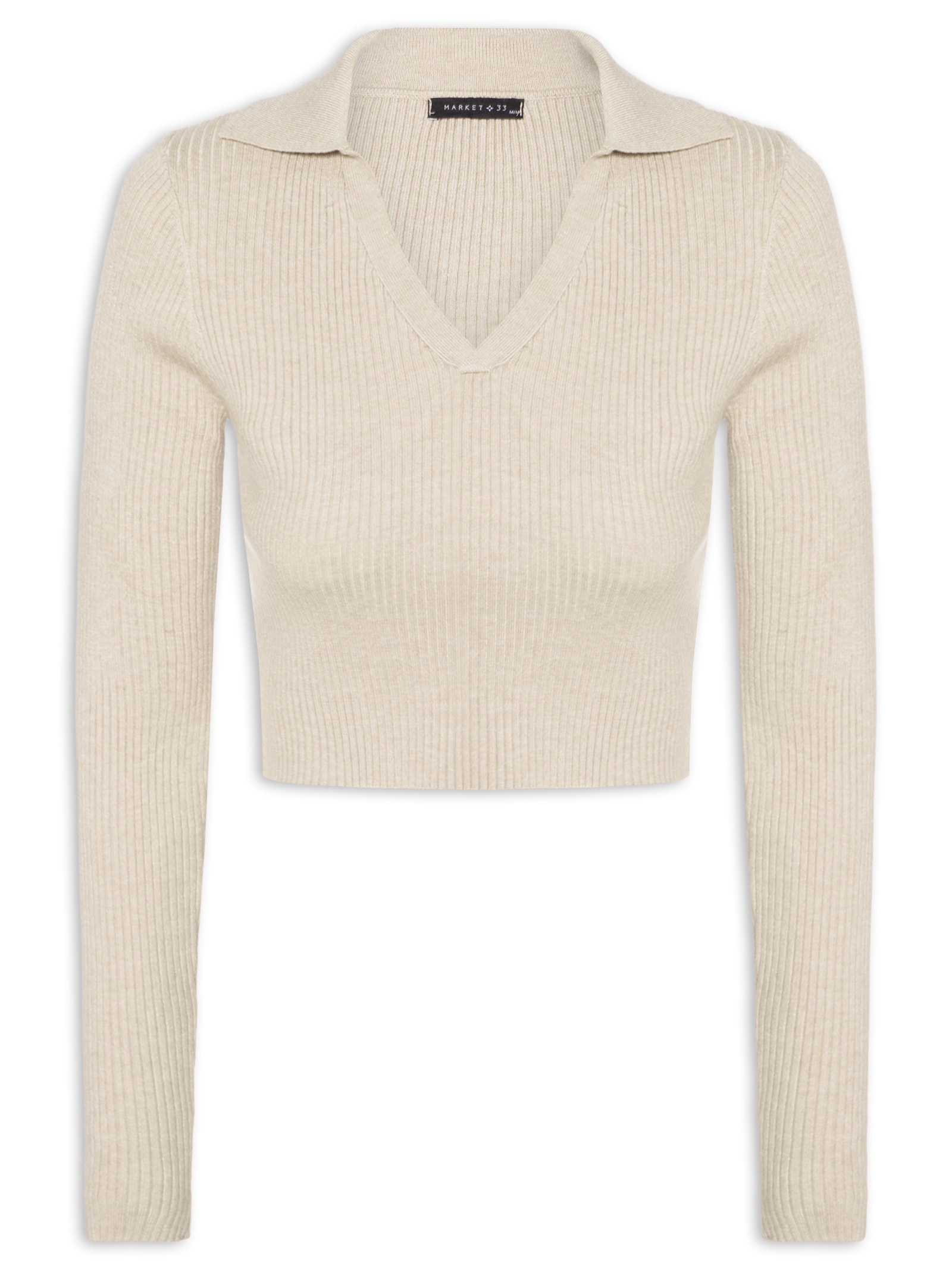 Blusa Feminina Manga Longa Em Tricot Bege Market 33