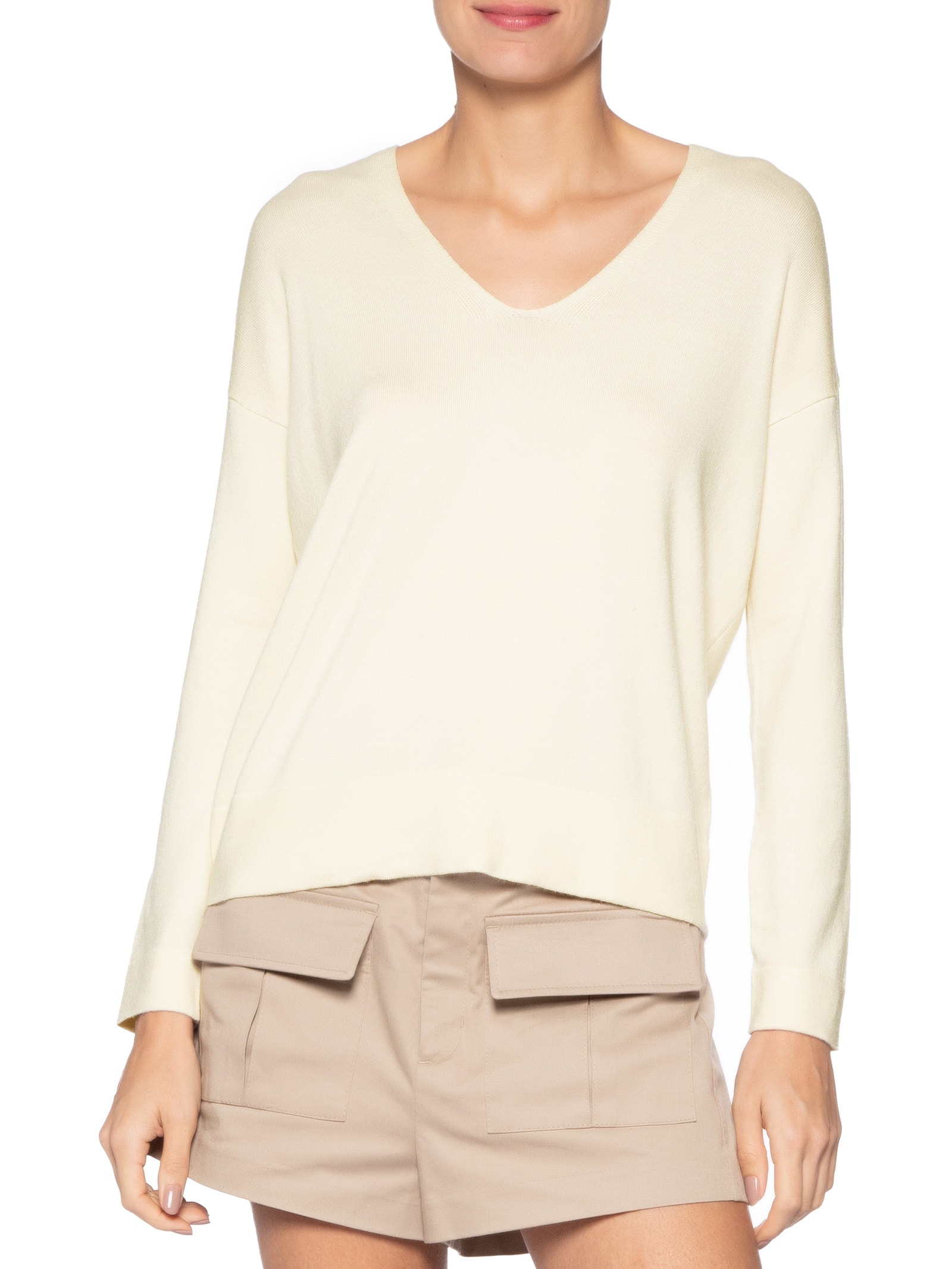 Blusa Feminina Manga Longa em Tricot Bege Market 33