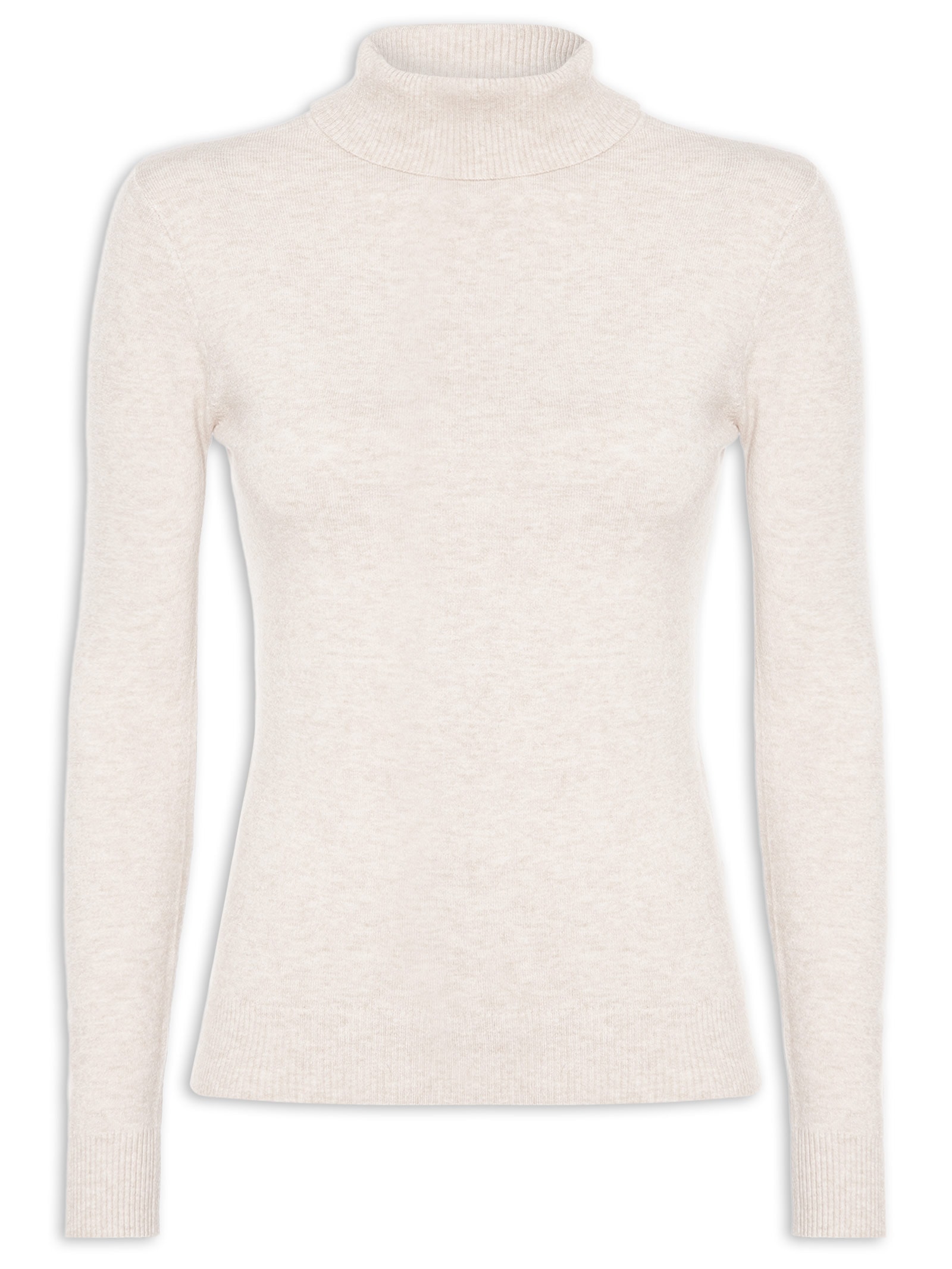 Blusa Feminina Manga Longa Em Tricot Bege Market 33