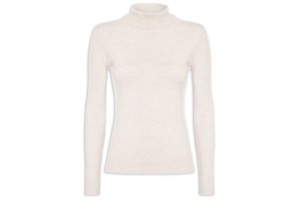 Blusa Feminina Manga Longa Em Tricot - Bege