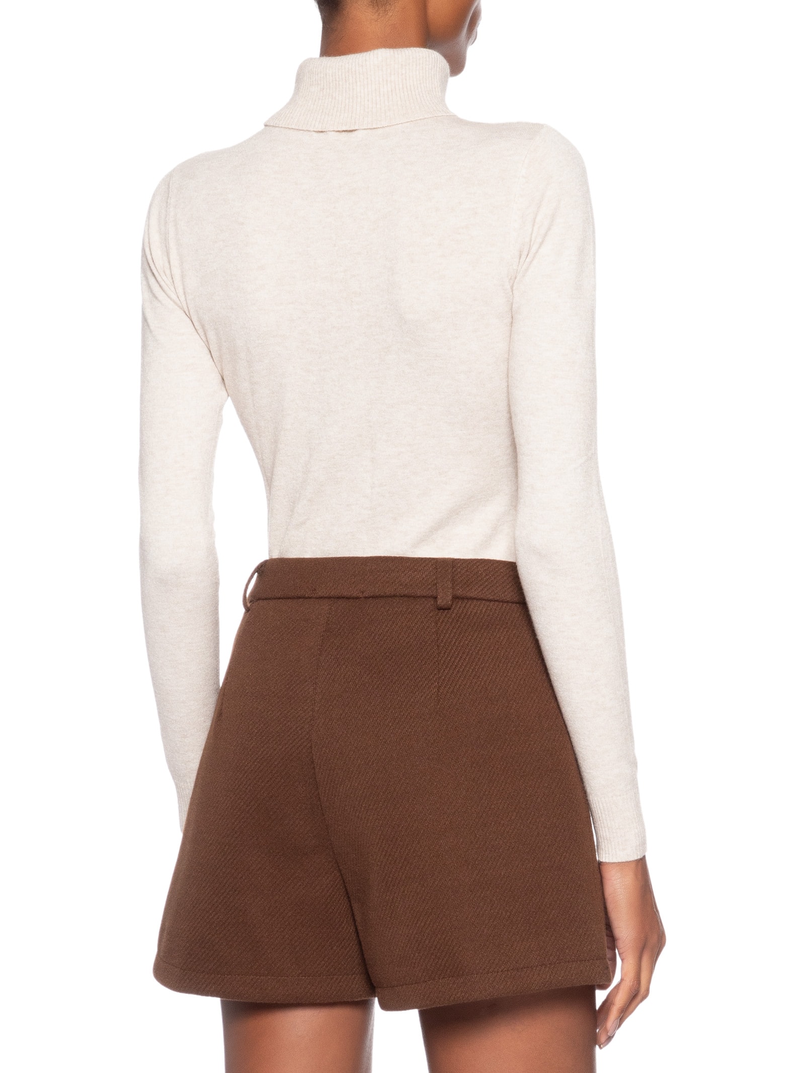 Blusa Feminina Manga Longa Em Tricot Bege Market 33