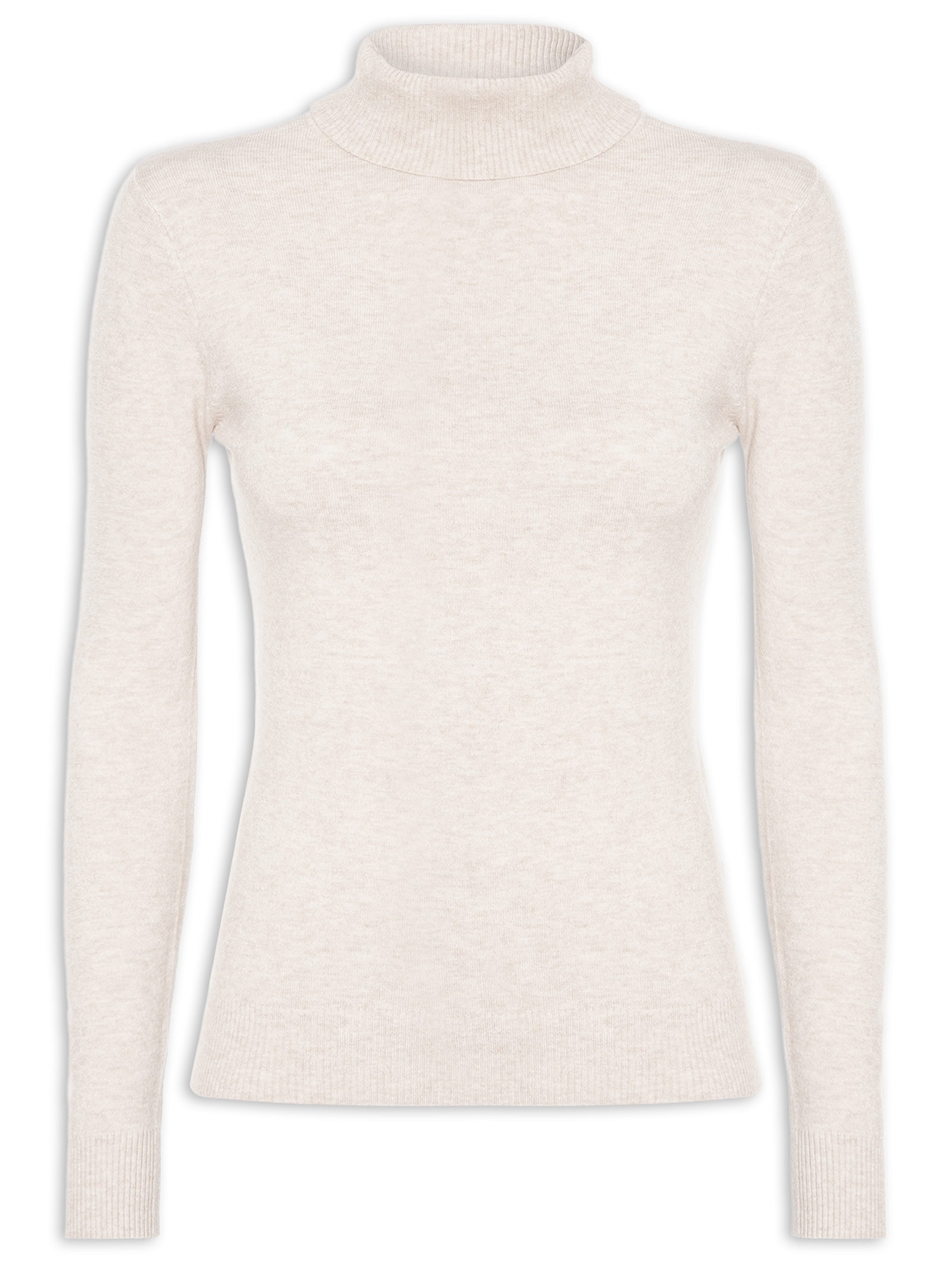 Blusa Feminina Manga Longa Em Tricot Bege Market 33