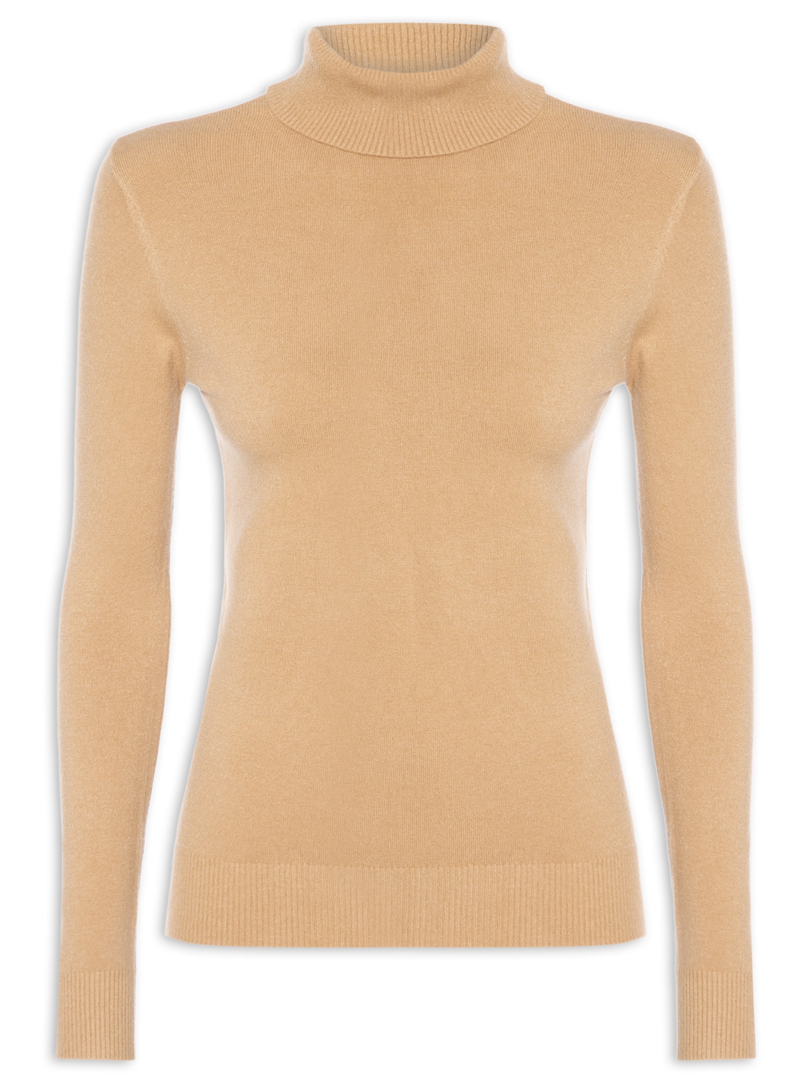 Blusa Feminina Manga Longa Em Tricot Bege Market 33