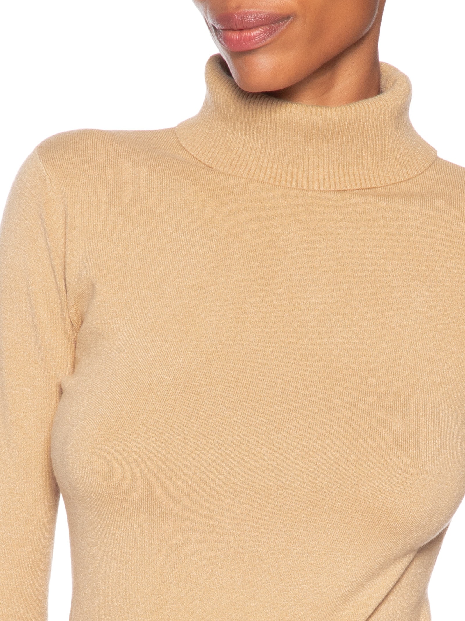 Blusa Feminina Manga Longa Em Tricot Bege Market 33