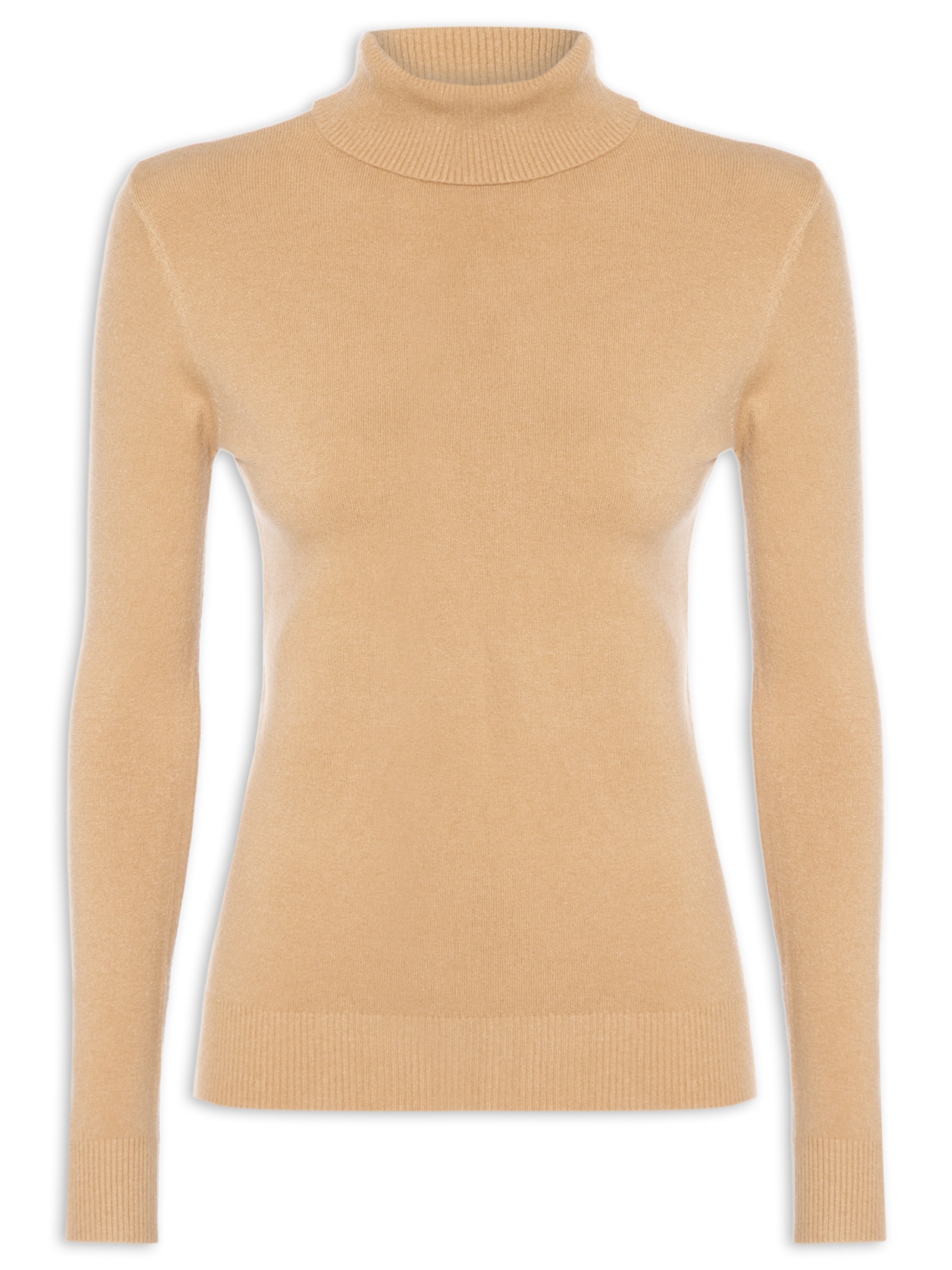 Blusa Feminina Manga Longa Em Tricot Bege Market 33