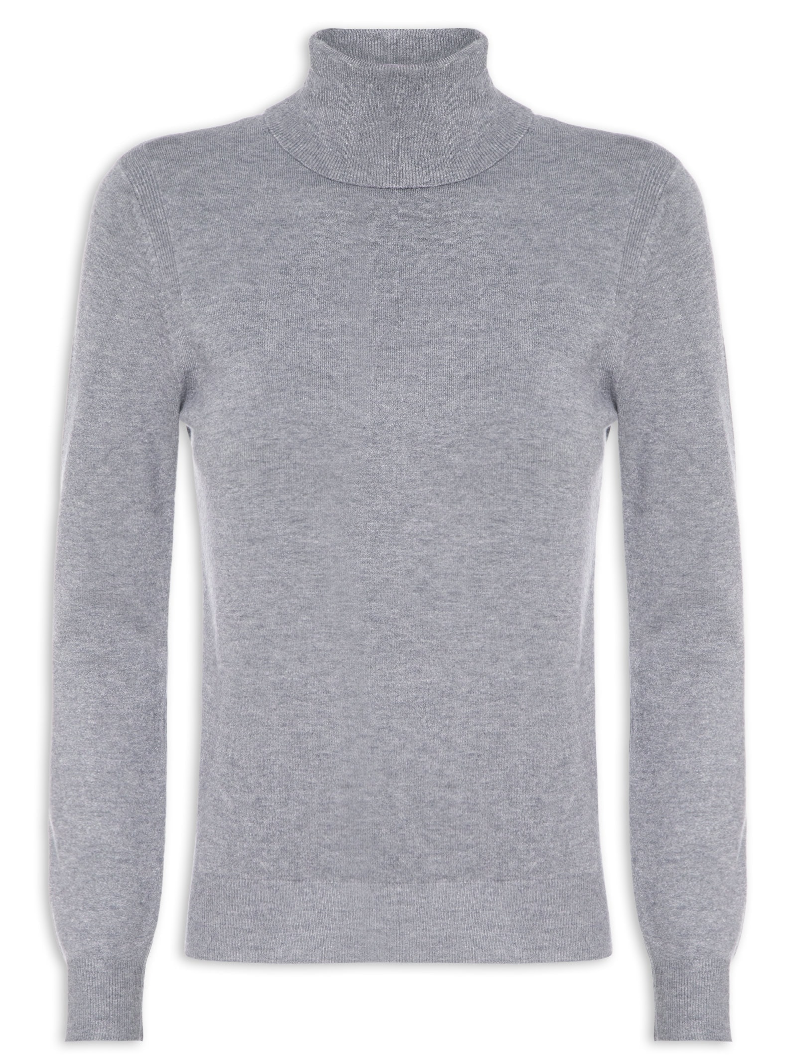Blusa Feminina Manga Longa Em Tricot Cinza Market 33