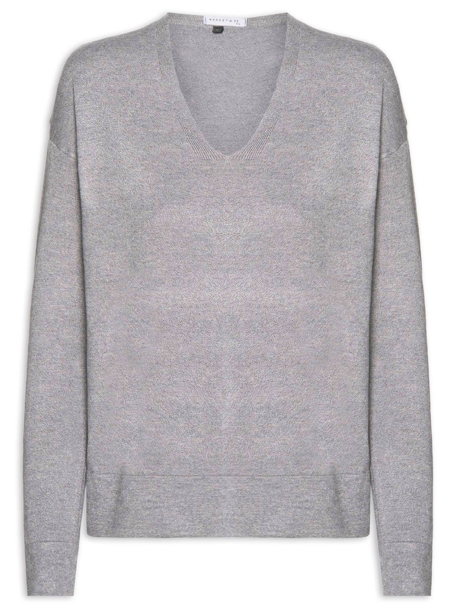Blusa Feminina Manga Longa em Tricot Cinza Market 33