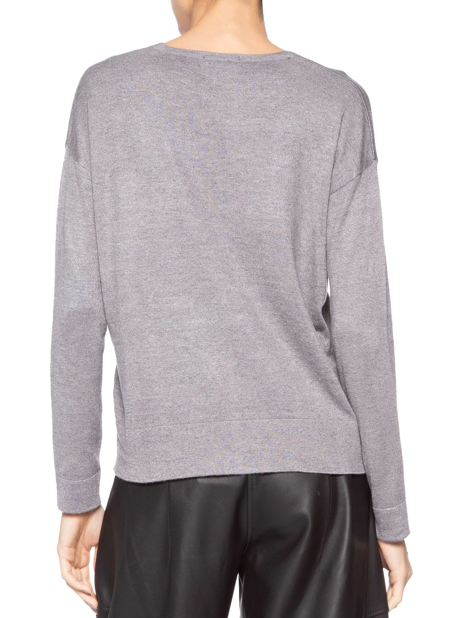 Blusa Feminina Manga Longa em Tricot Cinza Market 33