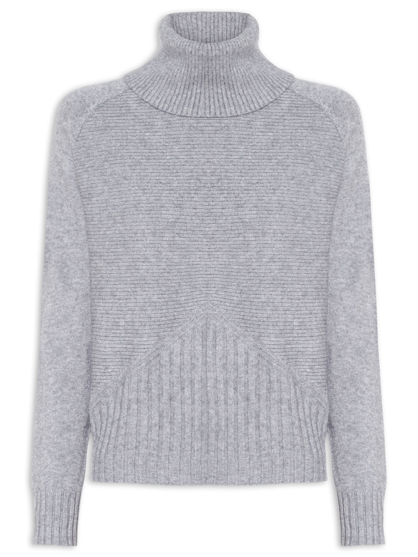 Blusa Feminina Manga Longa Em Tricot Cinza Market 33