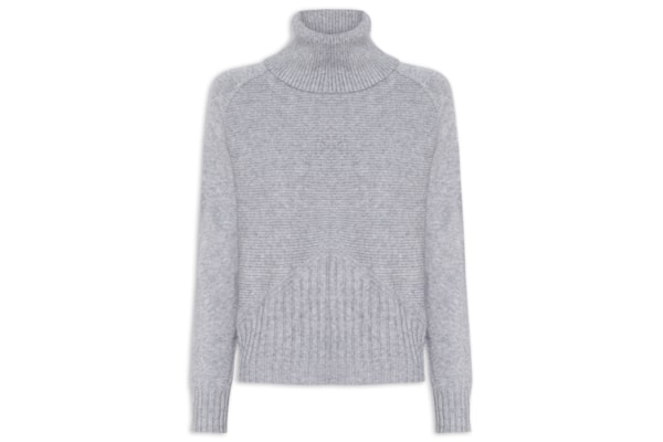 Blusa Feminina Manga Longa Em Tricot - Cinza