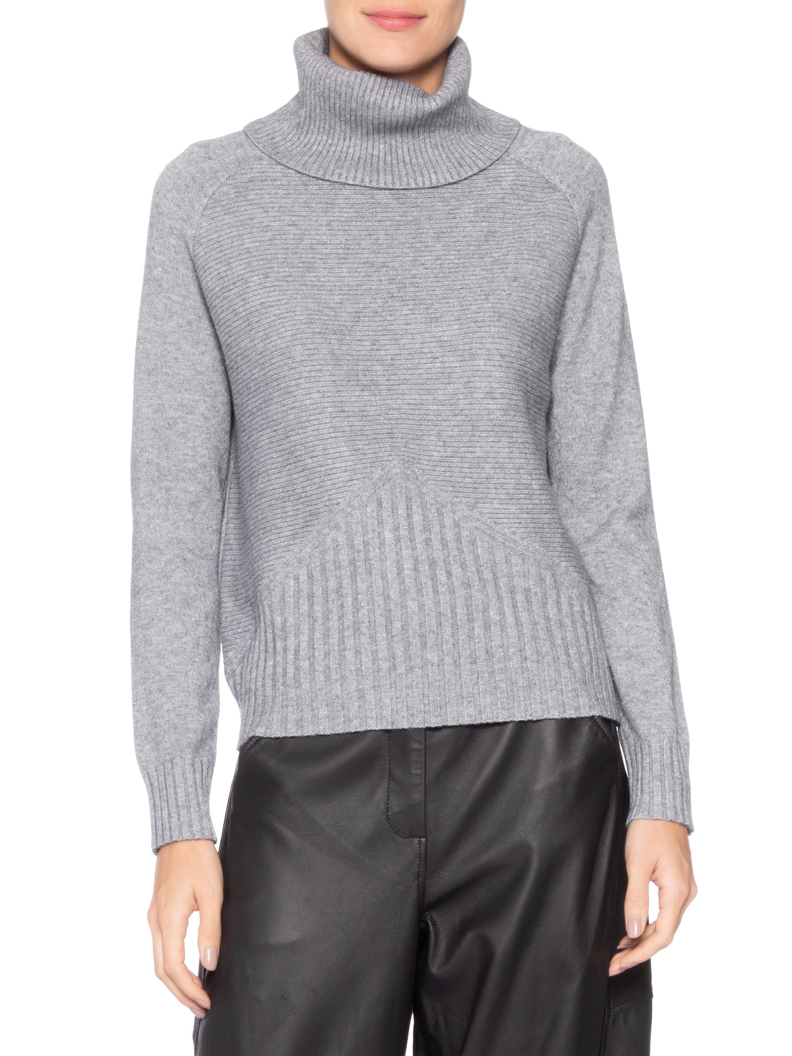 Blusa Feminina Manga Longa Em Tricot Cinza Market 33