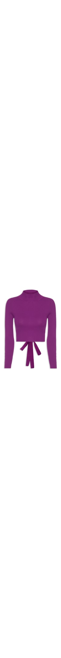 Blusa Feminina Manga Longa Em Tricot Com Abertura Nas Costas - Roxo