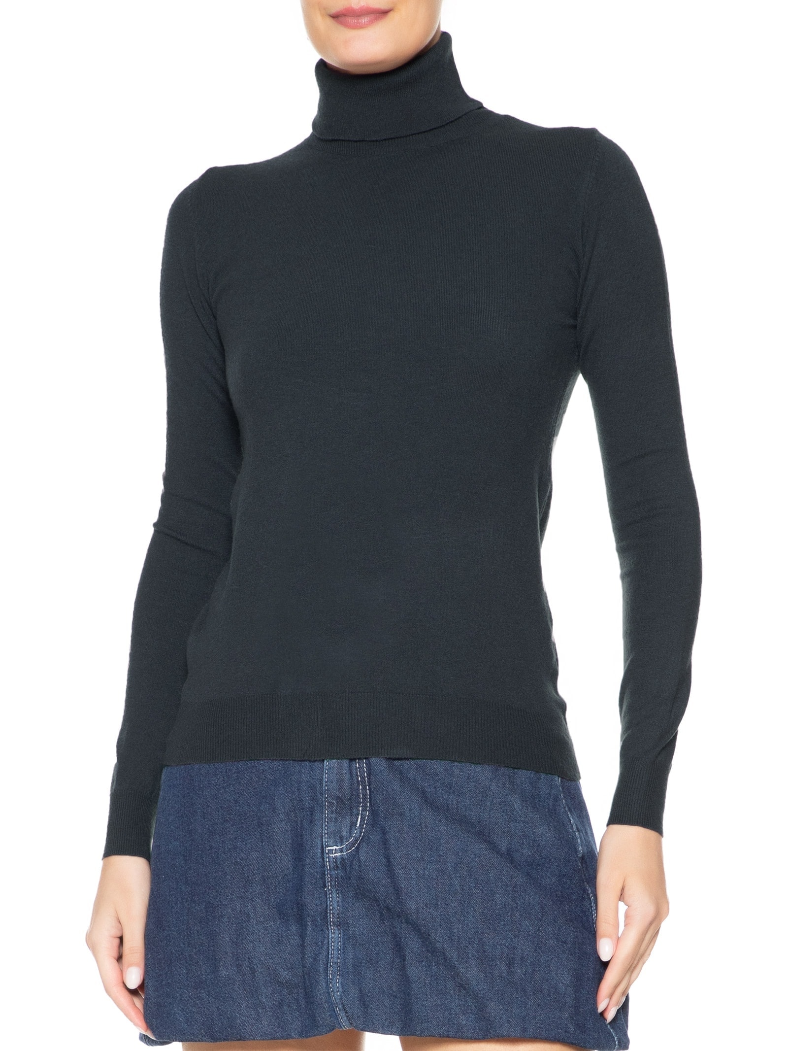 Blusa Feminina Manga Longa em Tricot com Cashmere Cinza Market 33