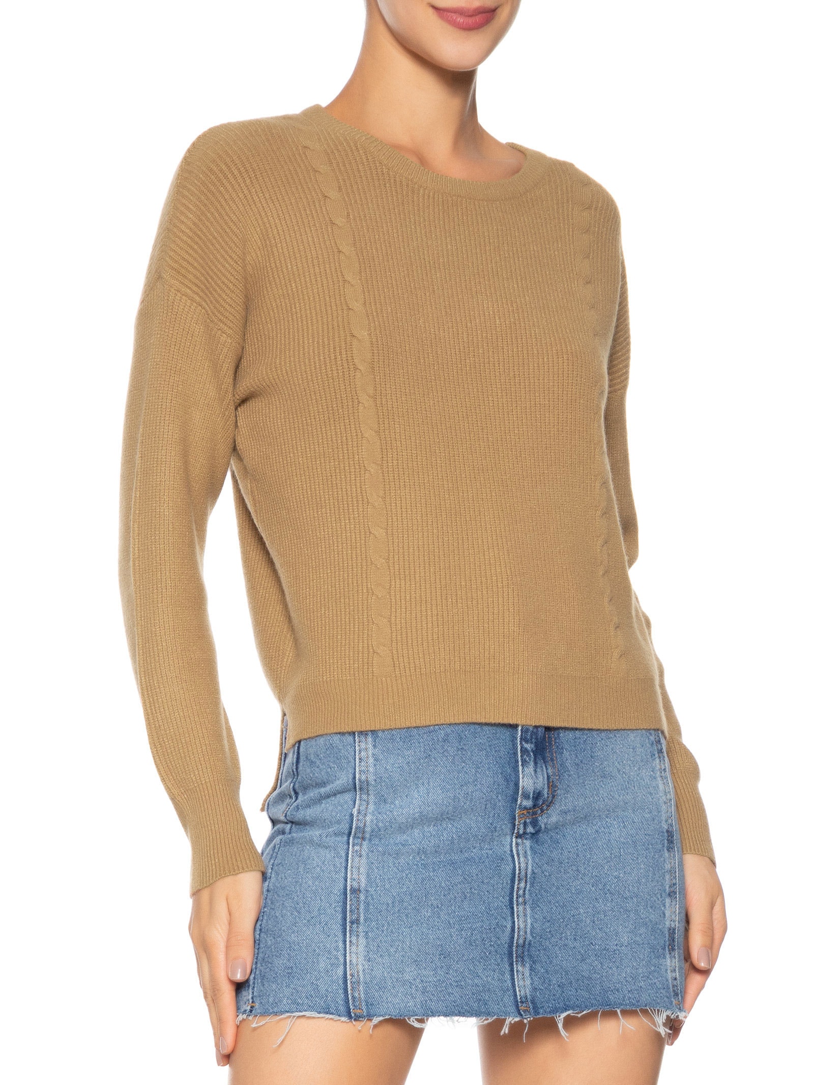 Blusa Feminina Manga Longa em Tricot Marrom Market 33