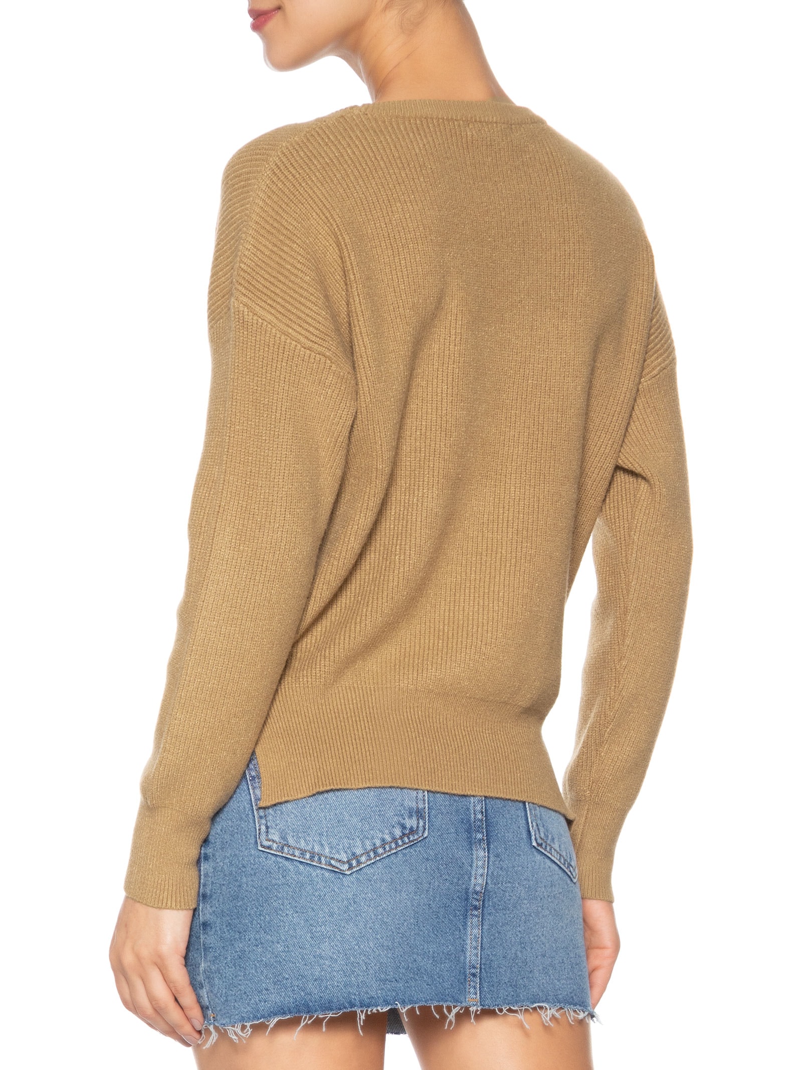 Blusa Feminina Manga Longa em Tricot Marrom Market 33