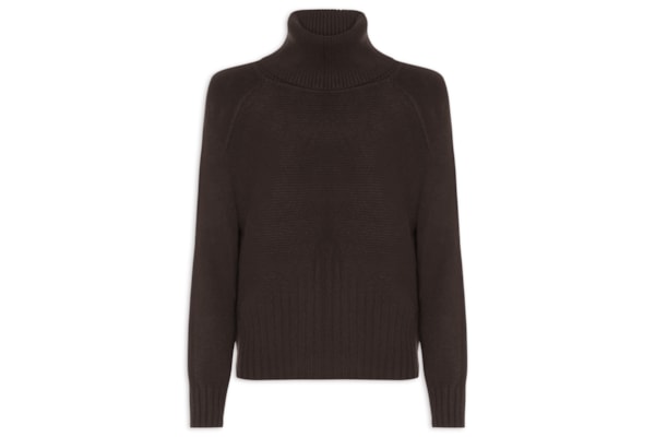 Blusa Feminina Manga Longa Em Tricot - Marrom