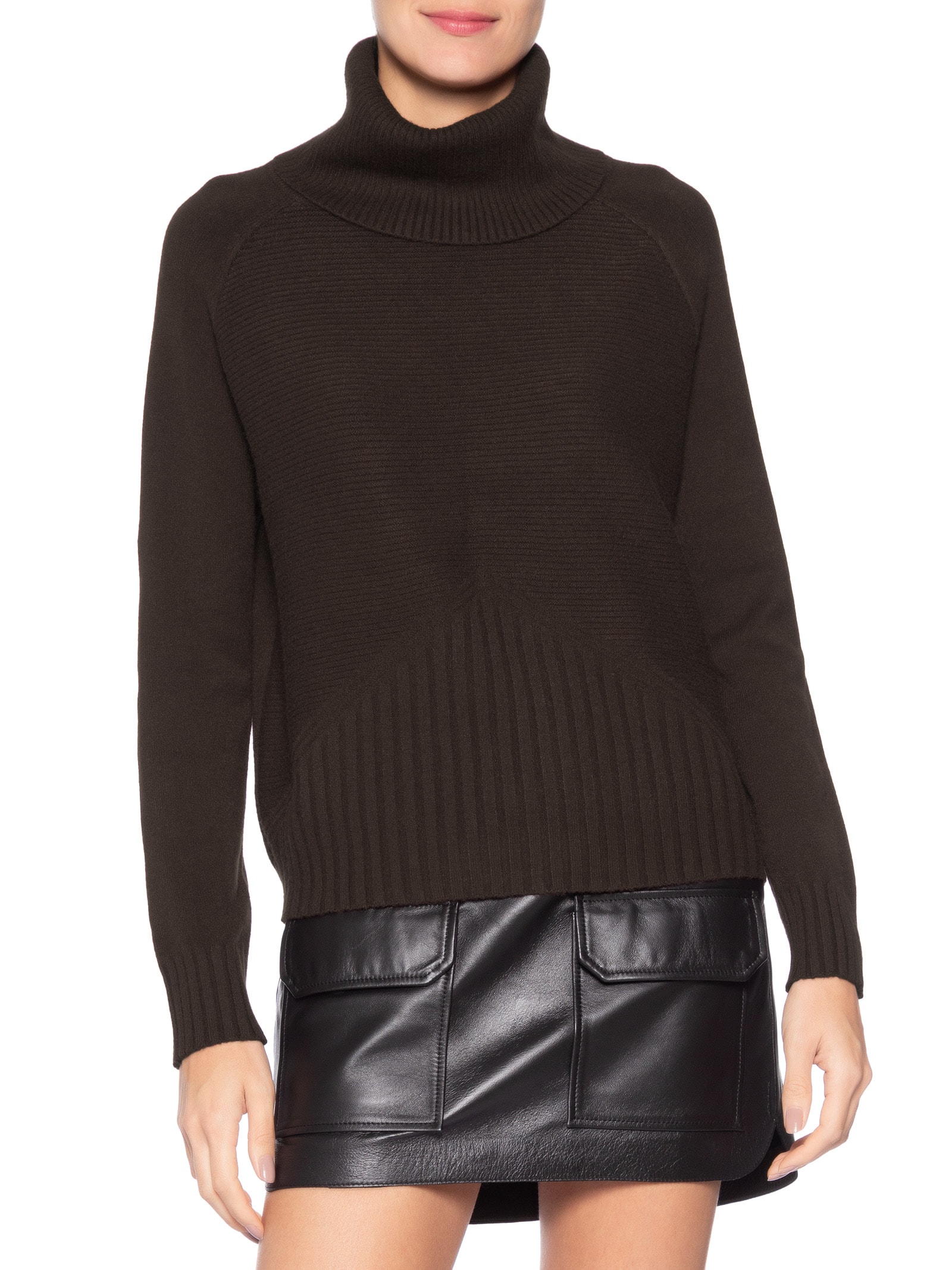 Blusa Feminina Manga Longa Em Tricot Marrom Market 33