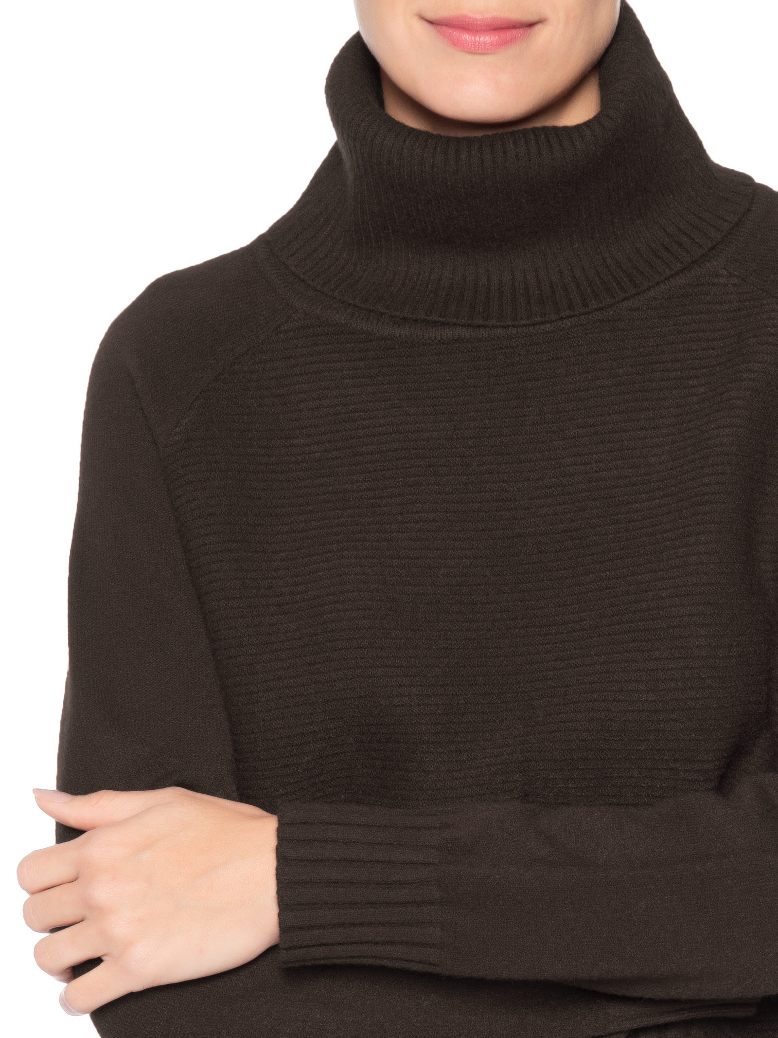 Blusa Feminina Manga Longa Em Tricot Marrom Market 33