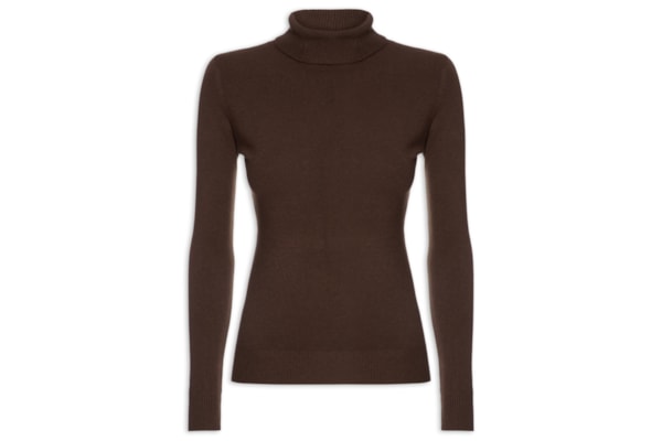 Blusa Feminina Manga Longa Em Tricot - Marrom