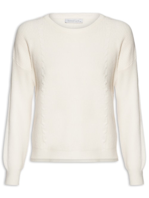 Blusa Feminina Manga Longa Em Tricot – Off white