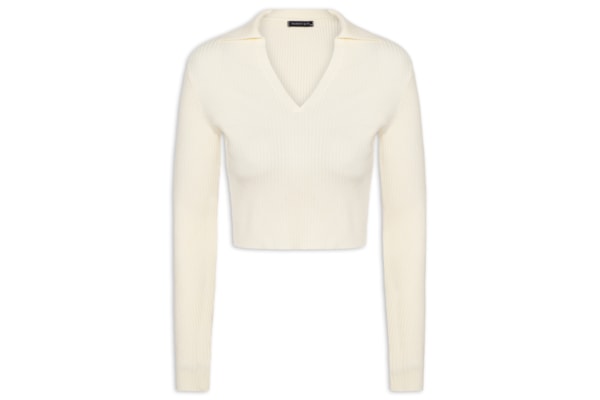 Blusa Feminina Manga Longa Em Tricot - Off White