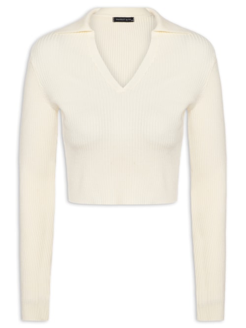 Blusa Feminina Manga Longa Em Tricot – Off White