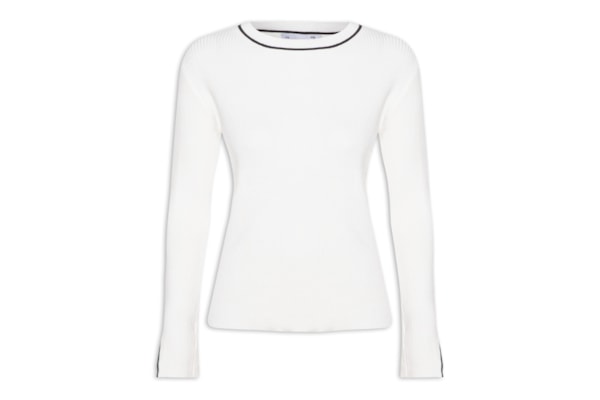 Blusa Feminina Manga Longa Em Tricot - Off White