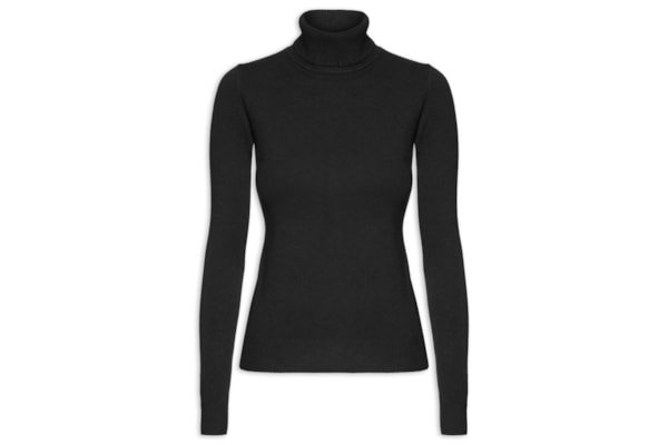 Blusa Feminina Manga Longa em Tricot - Preto
