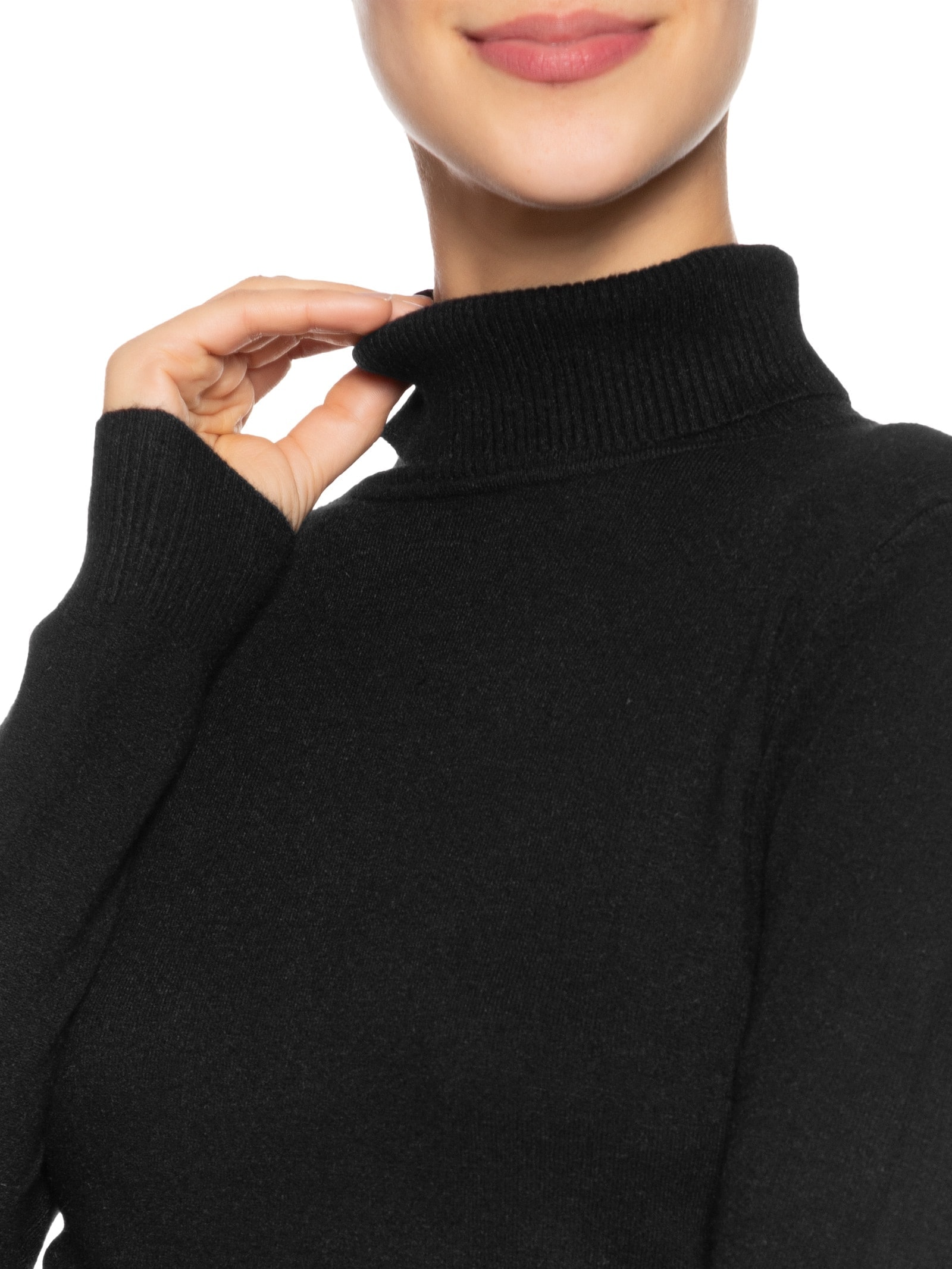 Blusa Feminina Manga Longa em Tricot Preto Market 33