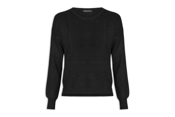 Blusa Feminina Manga Longa em Tricot - Preto 