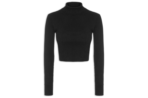 Blusa Feminina Manga Longa em Tricot - Preto