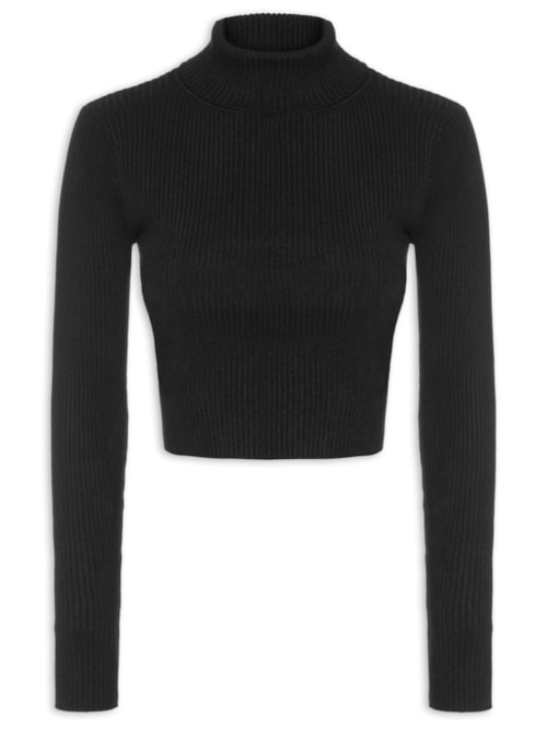 Blusa Feminina Manga Longa em Tricot – Preto