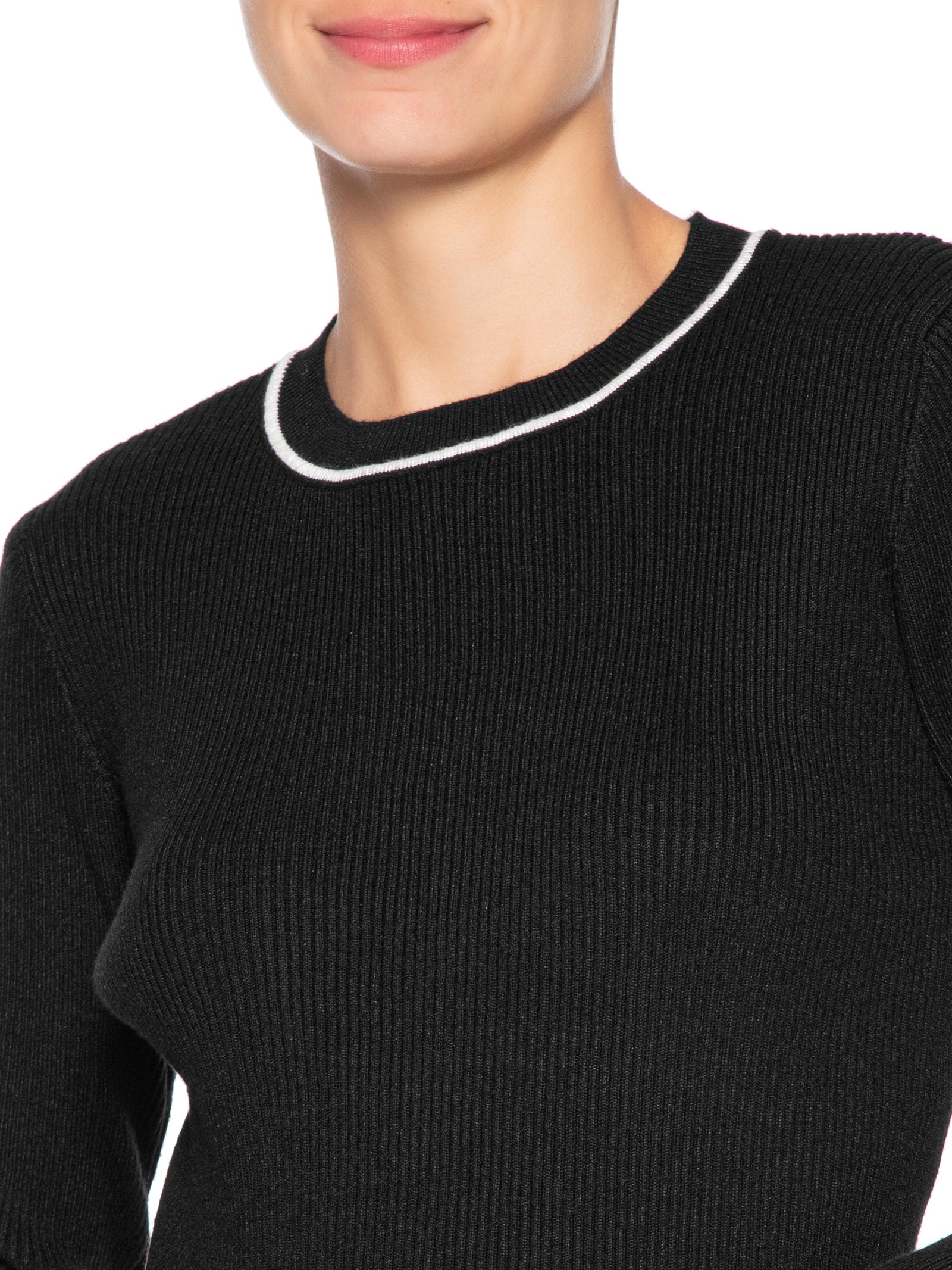 Blusa Feminina Manga Longa Em Tricot Preto '2Essential