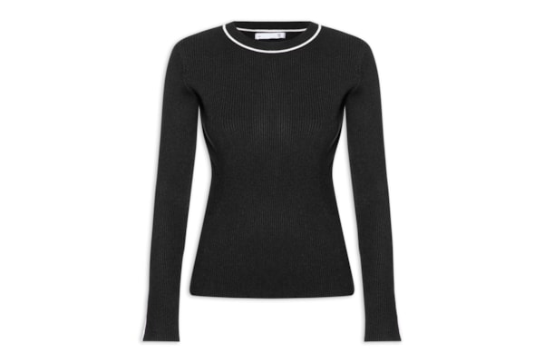 Blusa Feminina Manga Longa Em Tricot - Preto