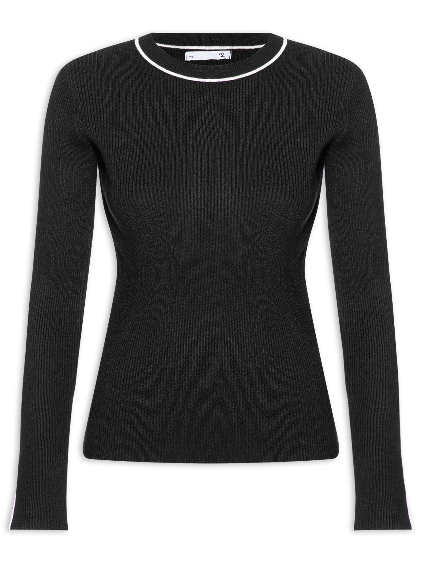 Blusa Feminina Manga Longa Em Tricot Preto '2Essential