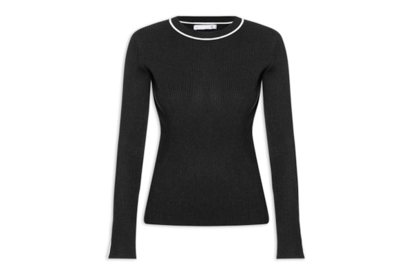 Blusa Feminina Manga Longa Em Tricot - Preto