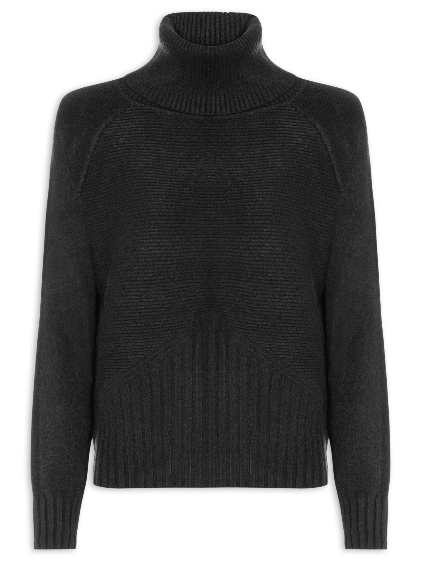 Blusa Feminina Manga Longa Em Tricot Preto Market 33