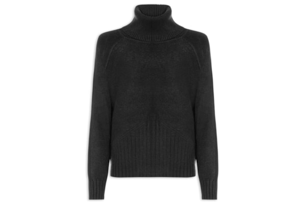 Blusa Feminina Manga Longa Em Tricot - Preto